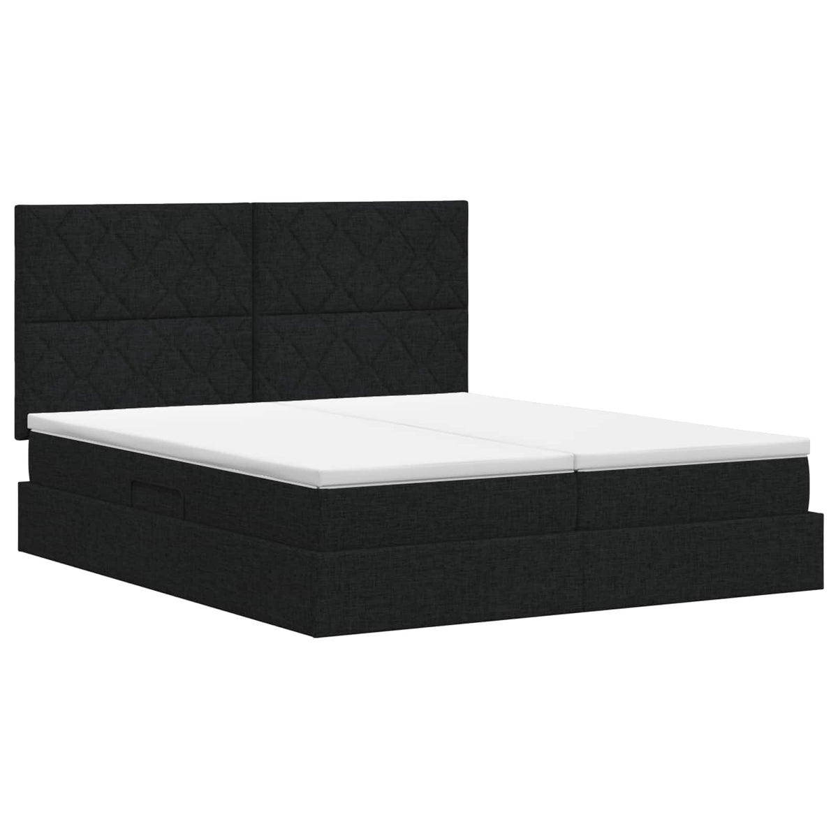 Krevet s od storage s uzglavljem Crna 200 x 200 cm Tkanina