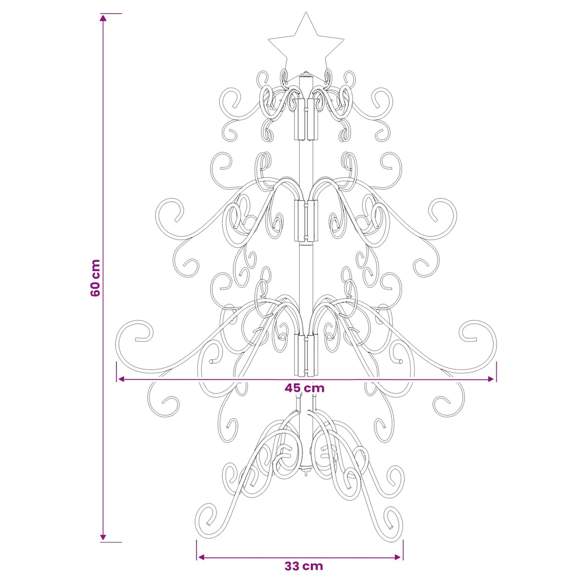Metalna božićna jelka KUOPIO 60 cm Čelik Bijela