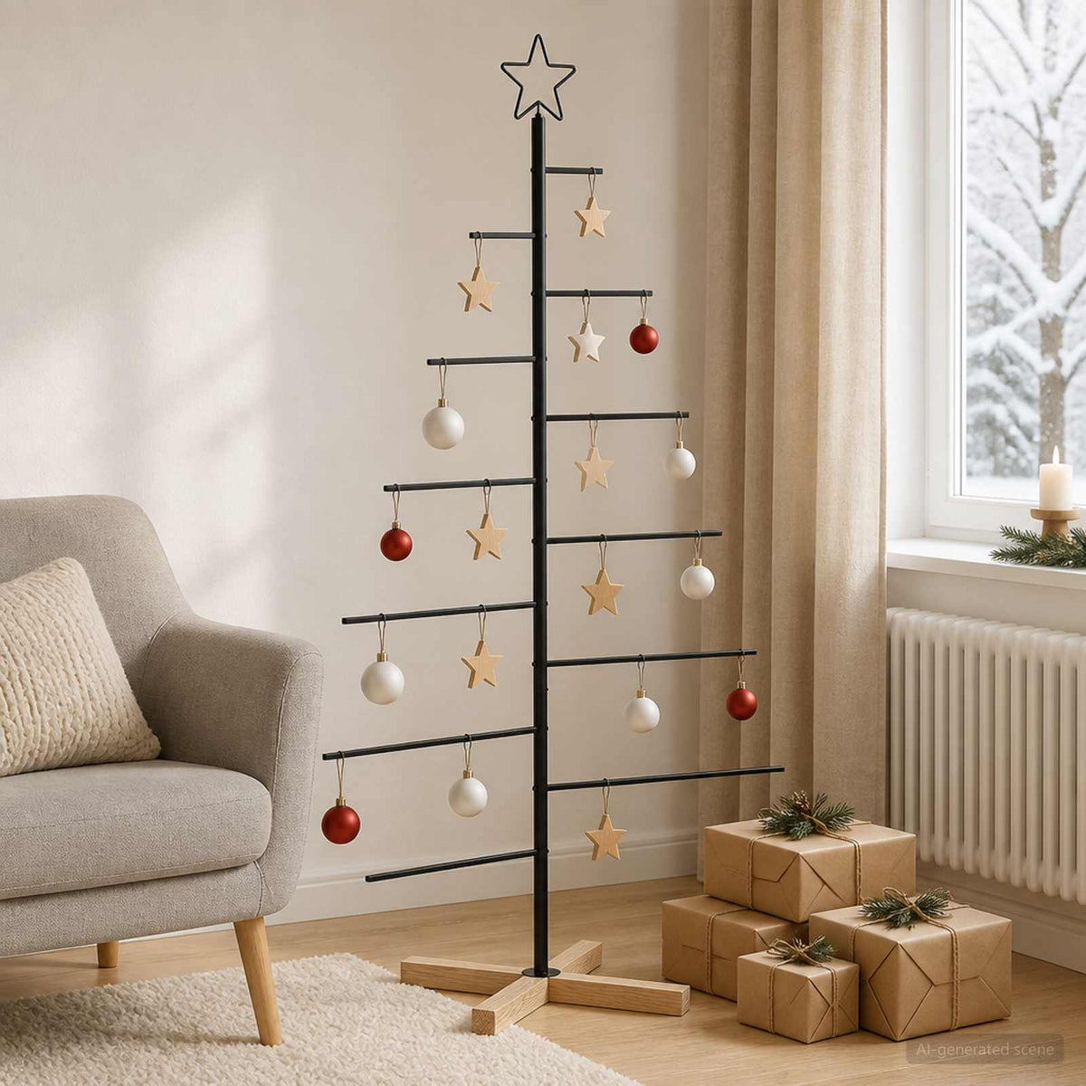 Metalna božićna jelka KUOPIO 150 cm Čelik Crna