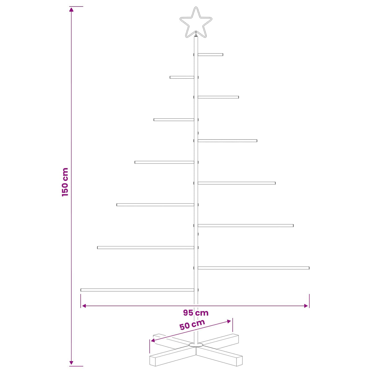 Metalna božićna jelka KUOPIO 150 cm Čelik Crna