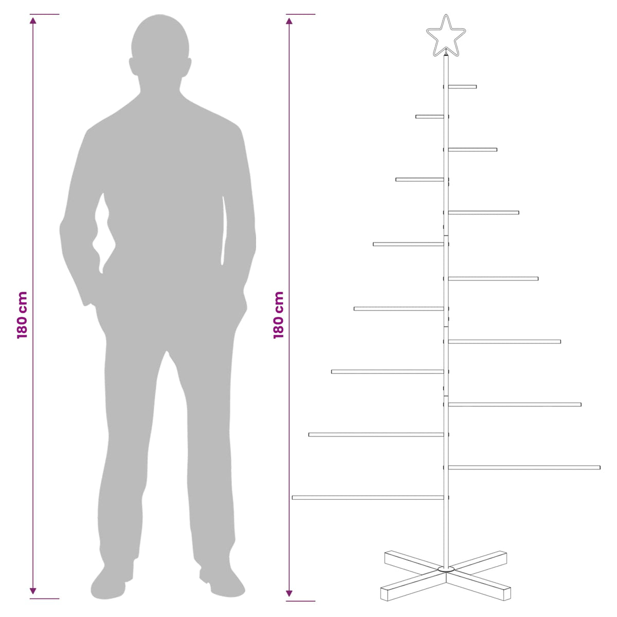 Metalno božićno drvce sa stalkom KUOPIO 180 cm Čelik Zlatno