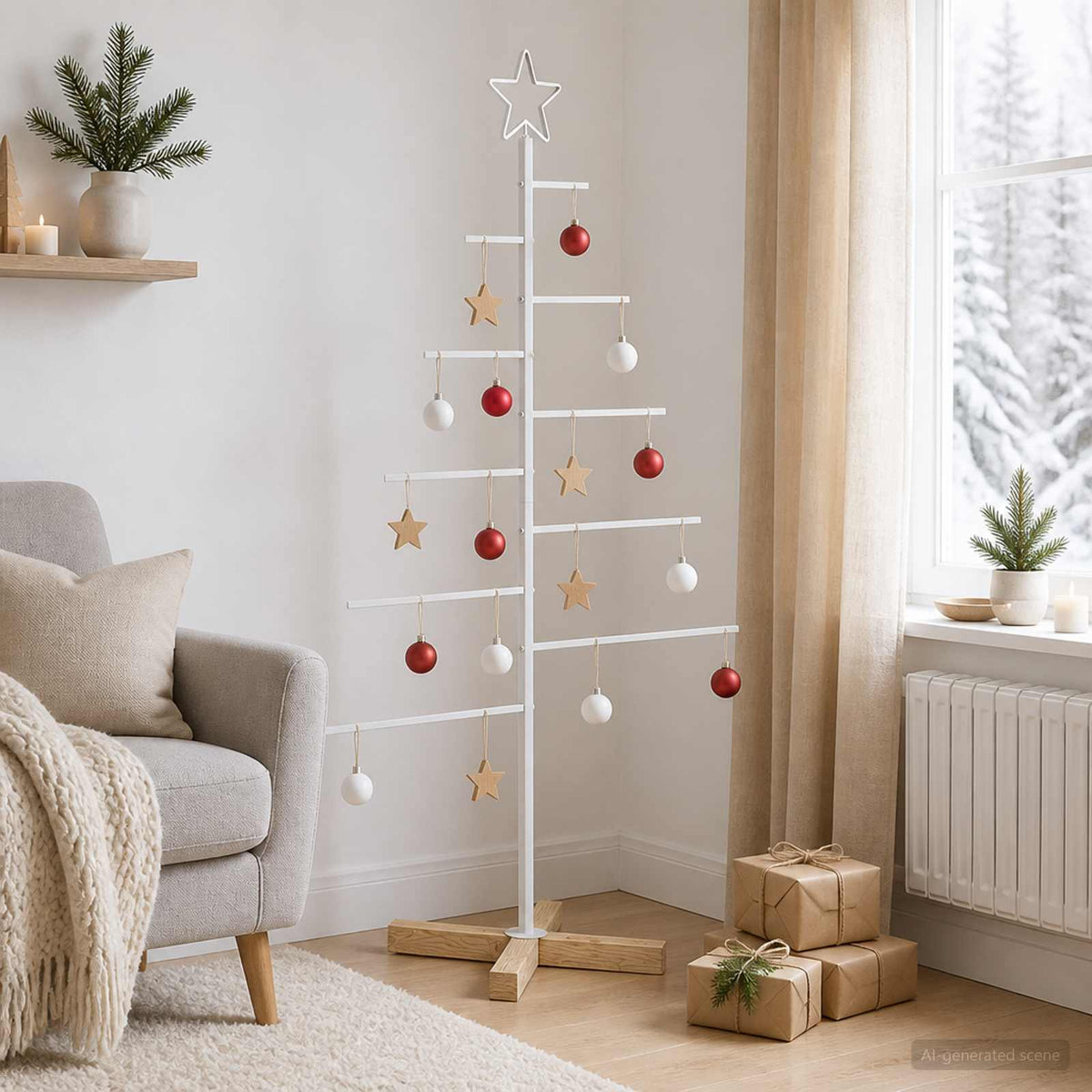 Metalna božićna jelka KUOPIO 125 cm Čelik Bijela