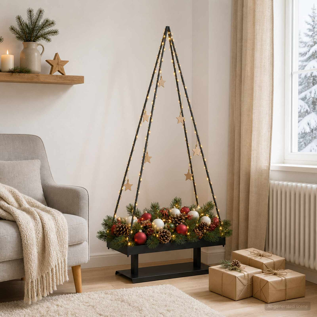 Metalna božićna jelka KUOPIO 150 cm Čelik Crna