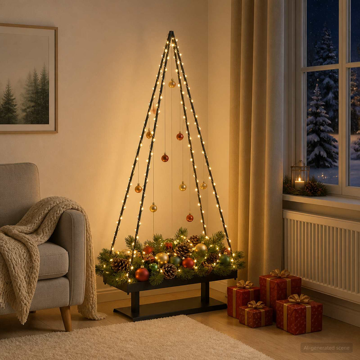 Metalna božićna jelka KUOPIO 150 cm Čelik Crna