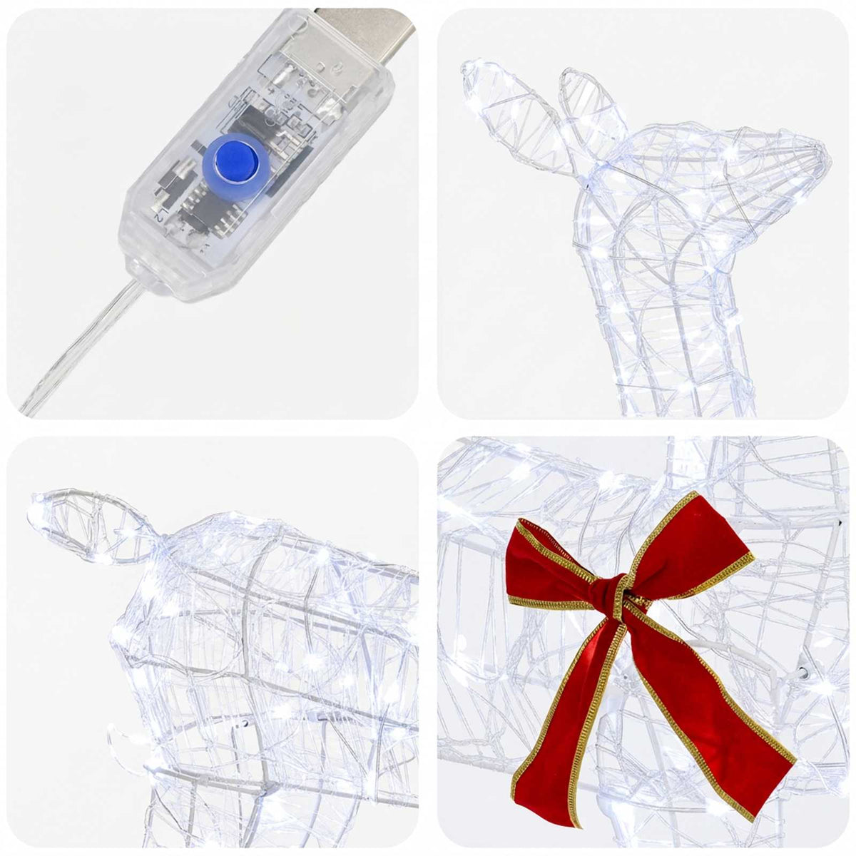 3D Božićni irvas LOVIISA 110 LED lampica Hladno bijela