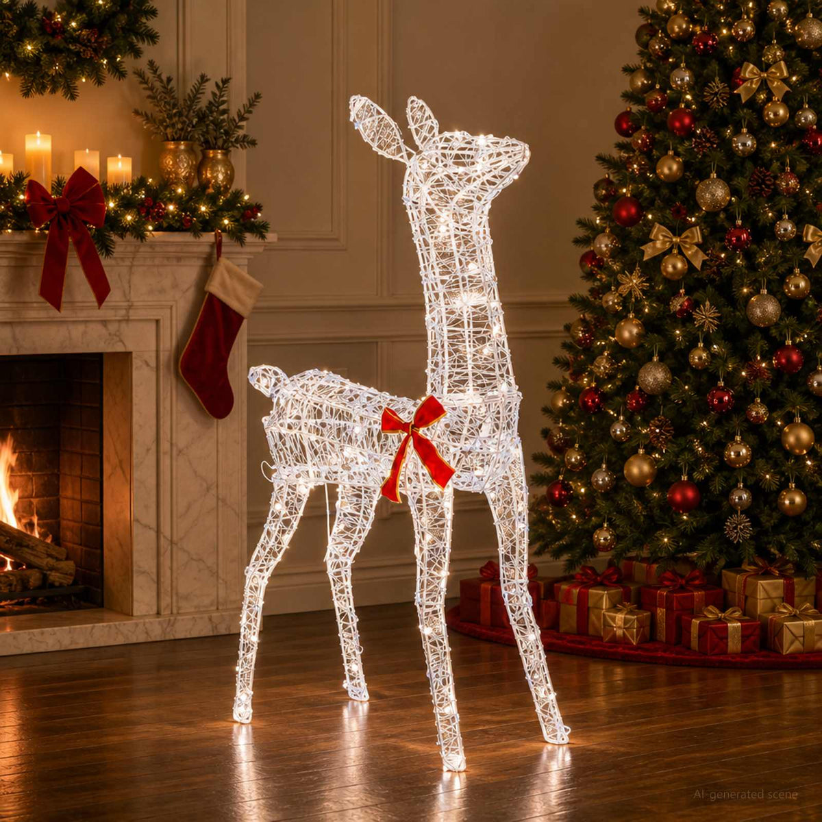 3D Božićni irvas LOVIISA 110 LED lampica Hladno bijela