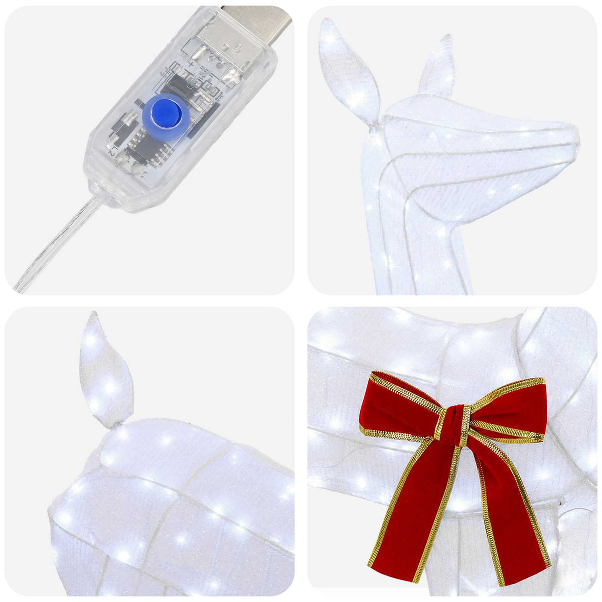 3D Božićni irvas LOVIISA 110 LED lampica Hladno bijela