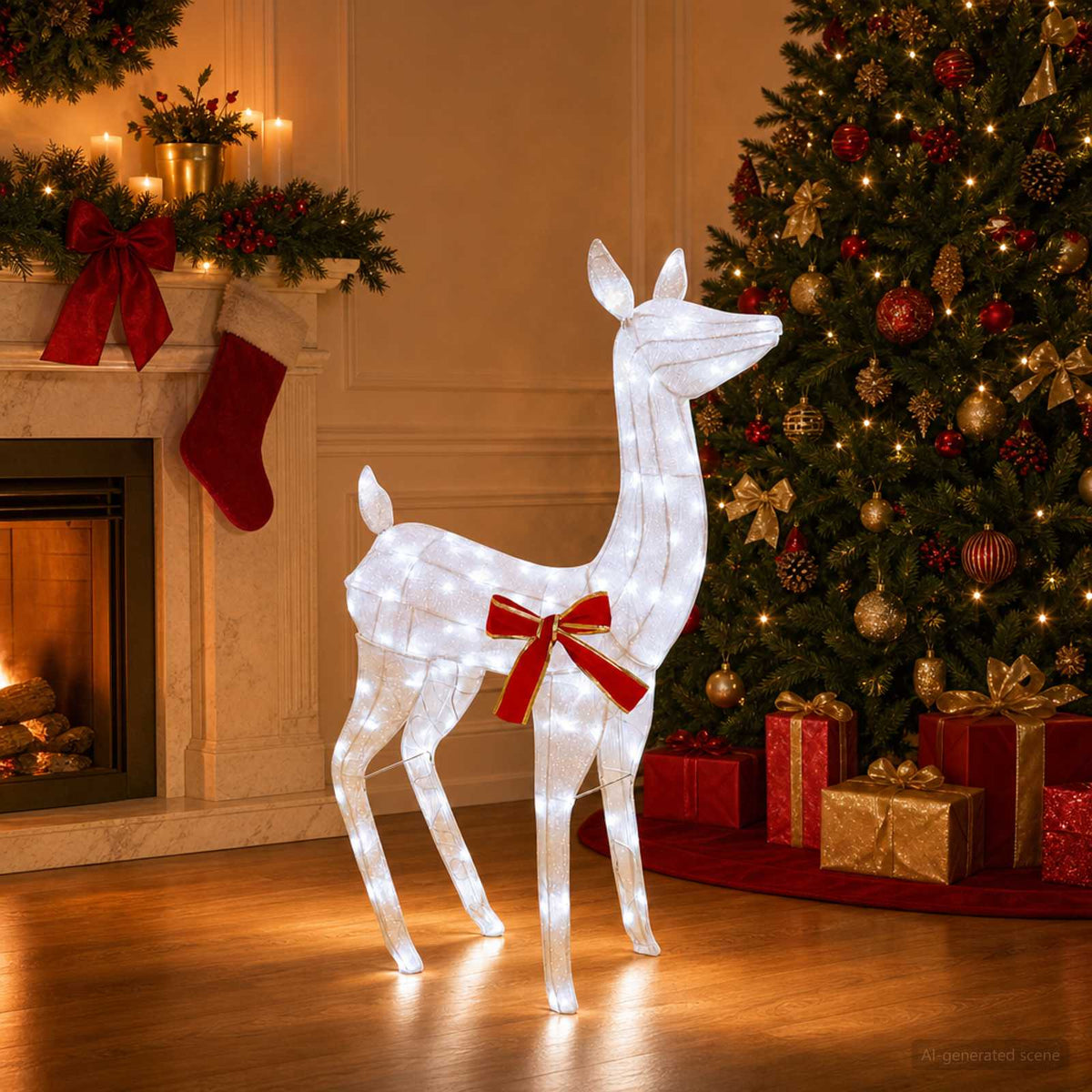 3D Božićni irvas LOVIISA 110 LED lampica Hladno bijela