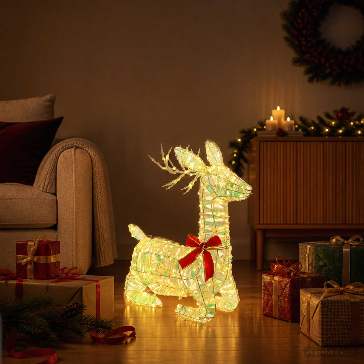 3D Božićni irvas LOVIISA 140 LED lampica Topla bijela