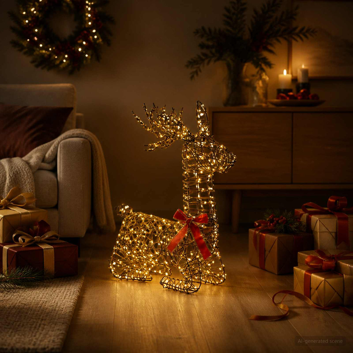 3D Božićni irvas LOVIISA 140 LED lampica Topla bijela