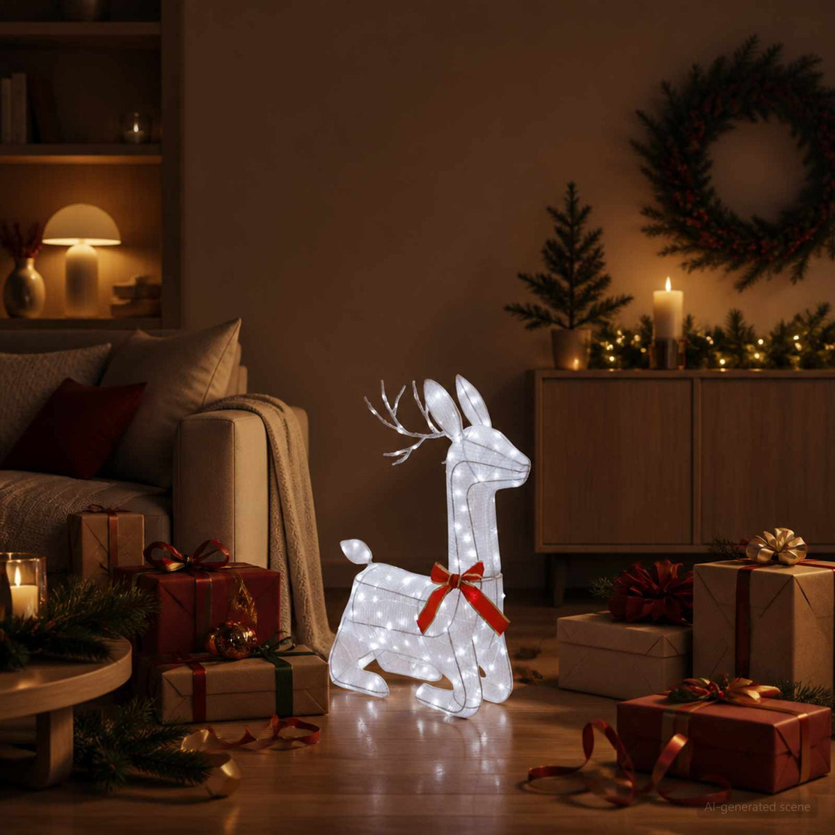 3D Božićni irvas LOVIISA 140 LED lampica Topla bijela