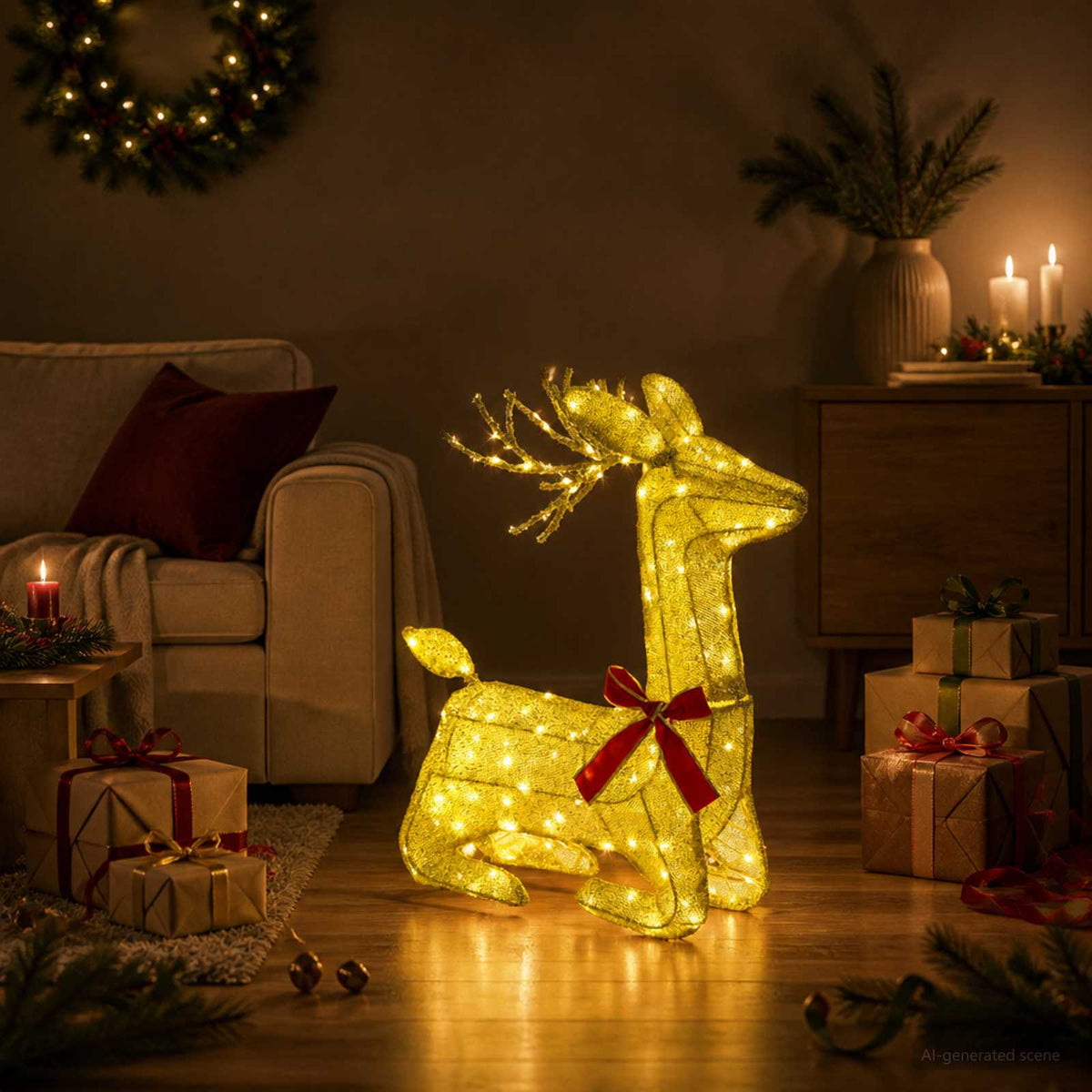 3D Božićni irvas LOVIISA 140 LED lampica Topla bijela