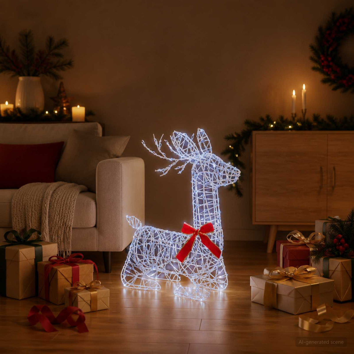 3D Božićni irvas LOVIISA 140 LED lampica Topla bijela