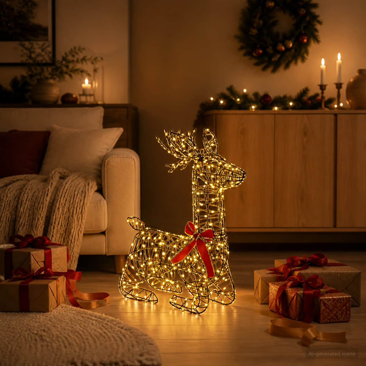 3D Božićni irvas LOVIISA 140 LED lampica Topla bijela