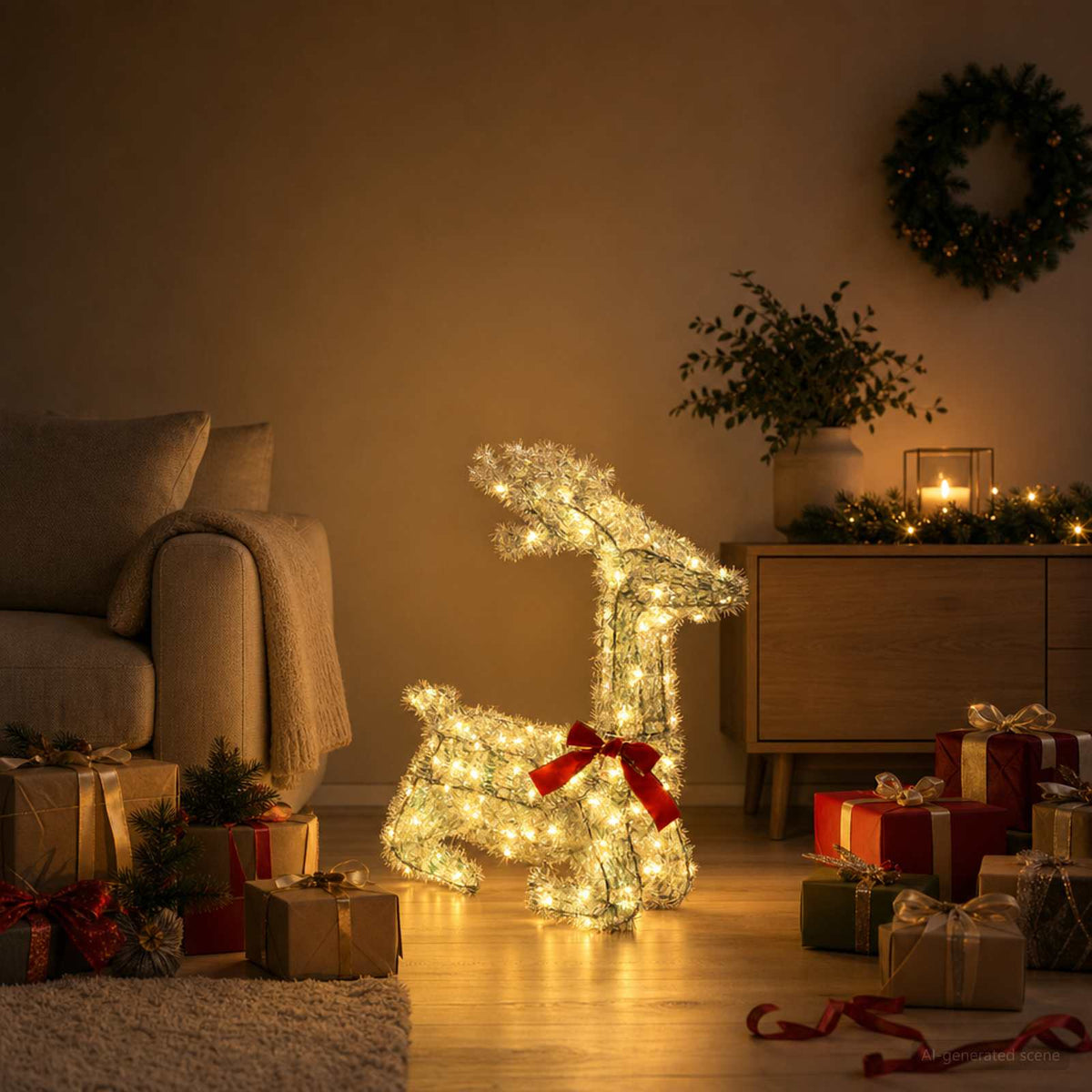 3D Božićni irvas LOVIISA 140 LED lampica Topla bijela