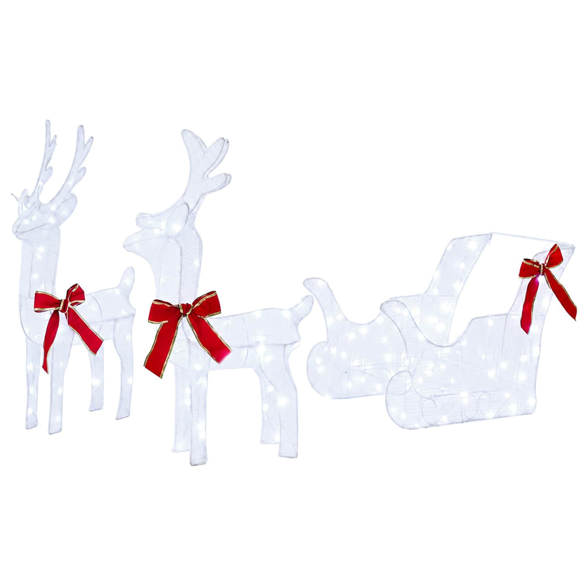 Reindeer vuče saonice Topla bijela 30 x 12 x 54,5 cm PET