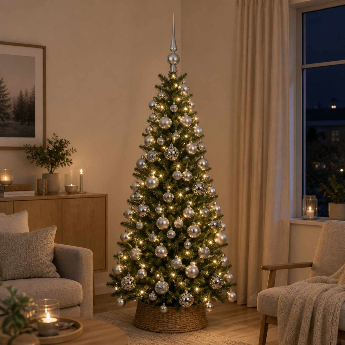 60-dijelni set božićnih kuglica s vrhom 150 LED