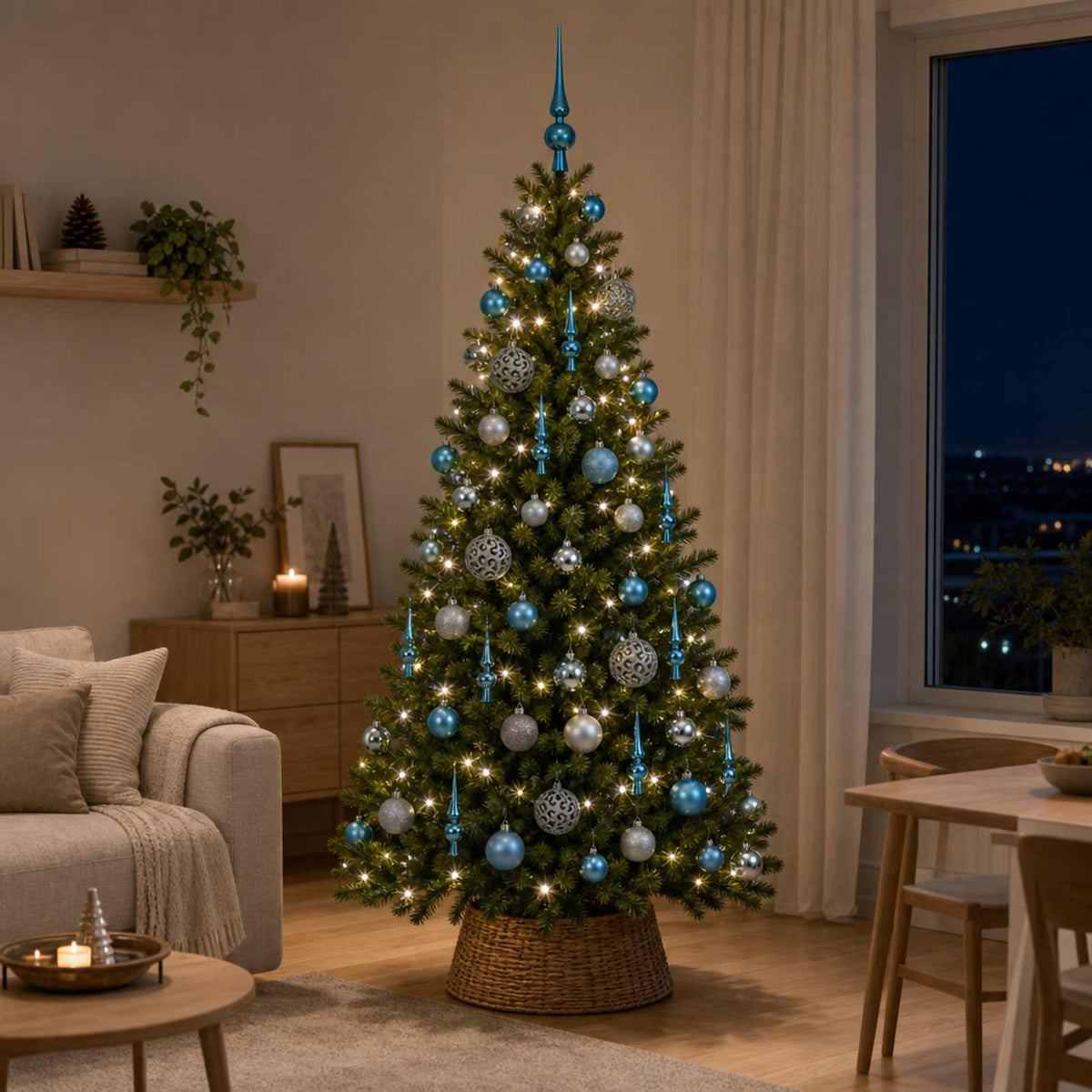 60-dijelni set božićnih kuglica s vrhom 150 LED