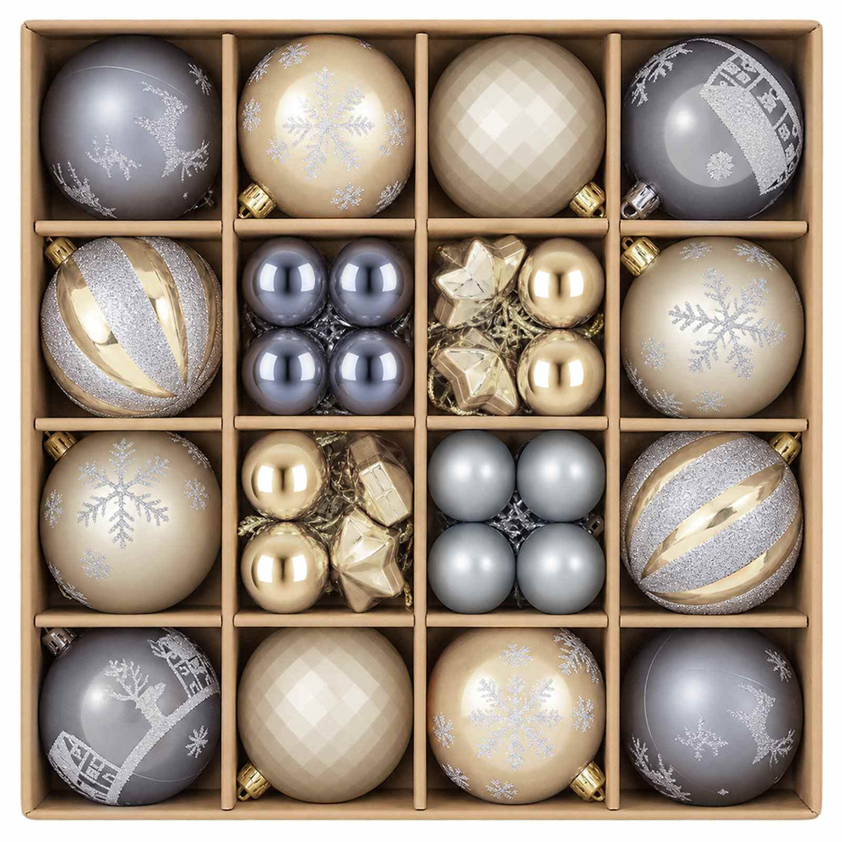 Set božićnih kuglica 88 kom. Zlatna i siva Ø 6 cm Plastika