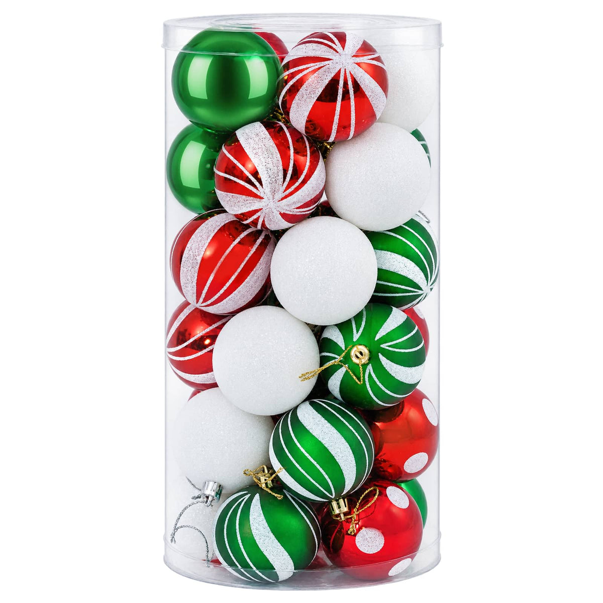 Set božićnih kuglica 30 kom. Bijela, crvena i zelena Ø 6 cm