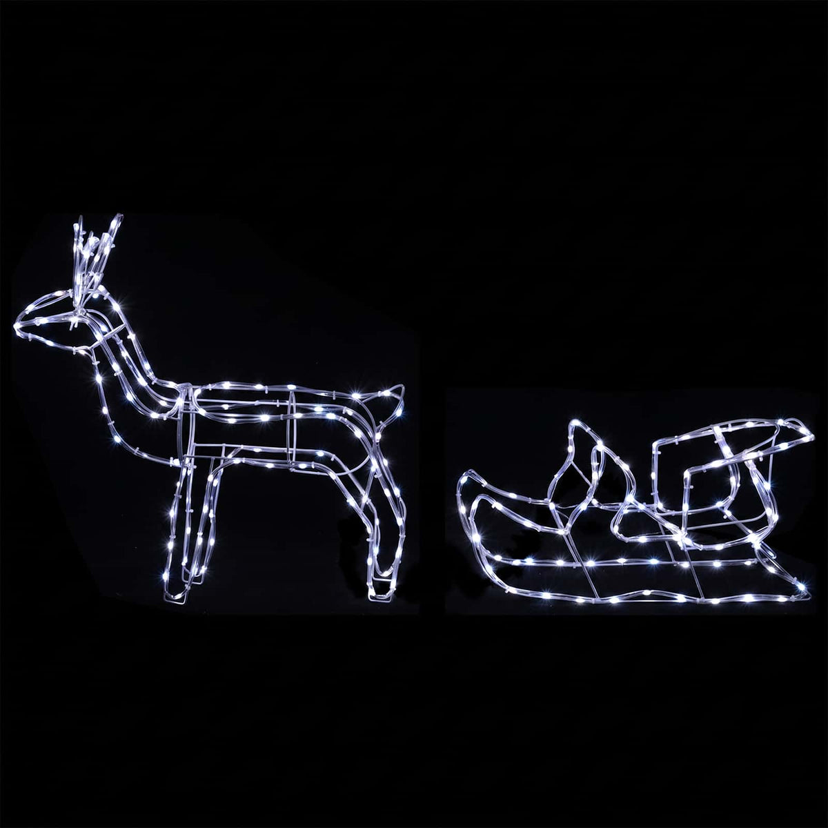 Božićna dekoracija s jelenom i sanjkama LOVIISA 240 LED lampica