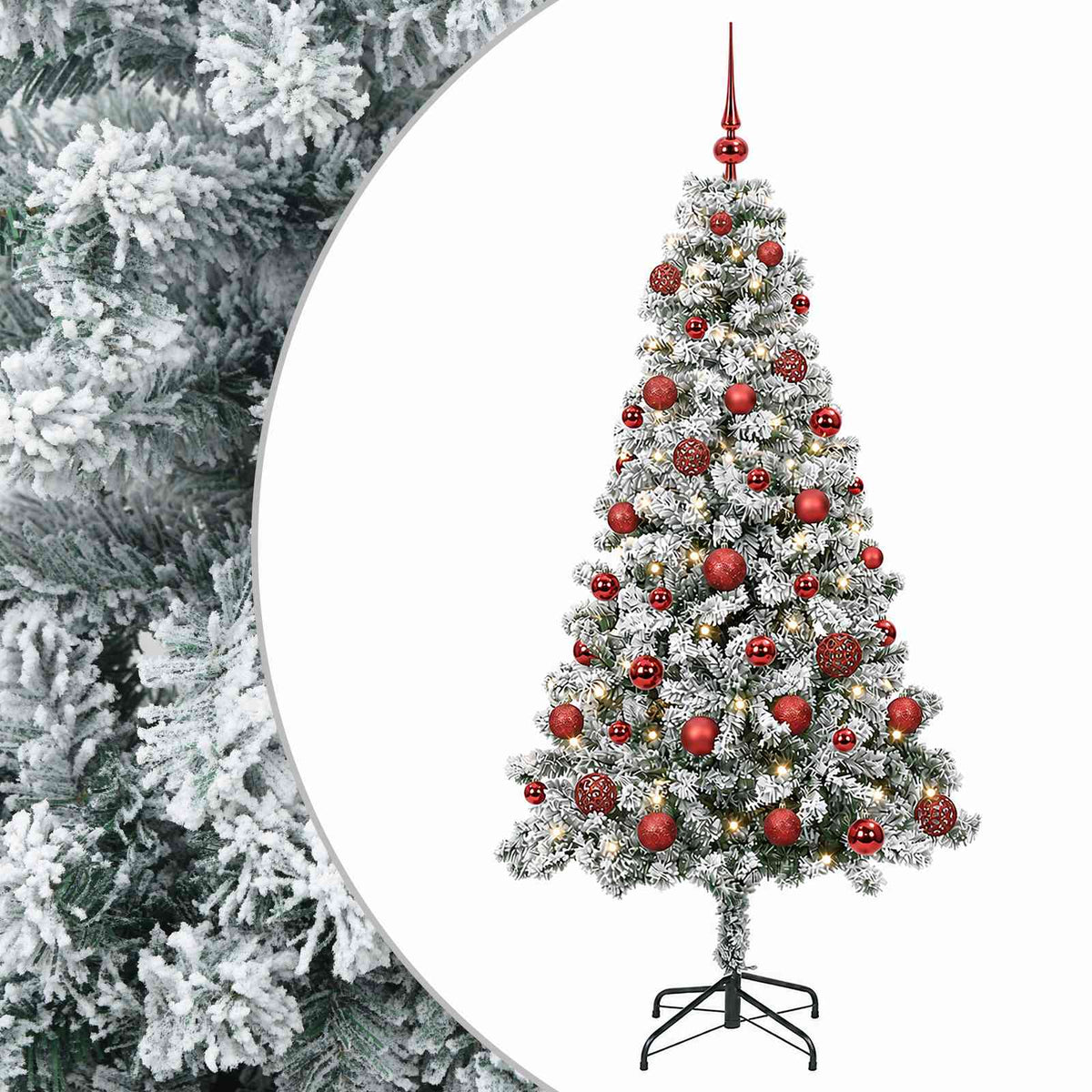 Umjetno božićno drvce s kuglicama 120 cm 150 LED lampica