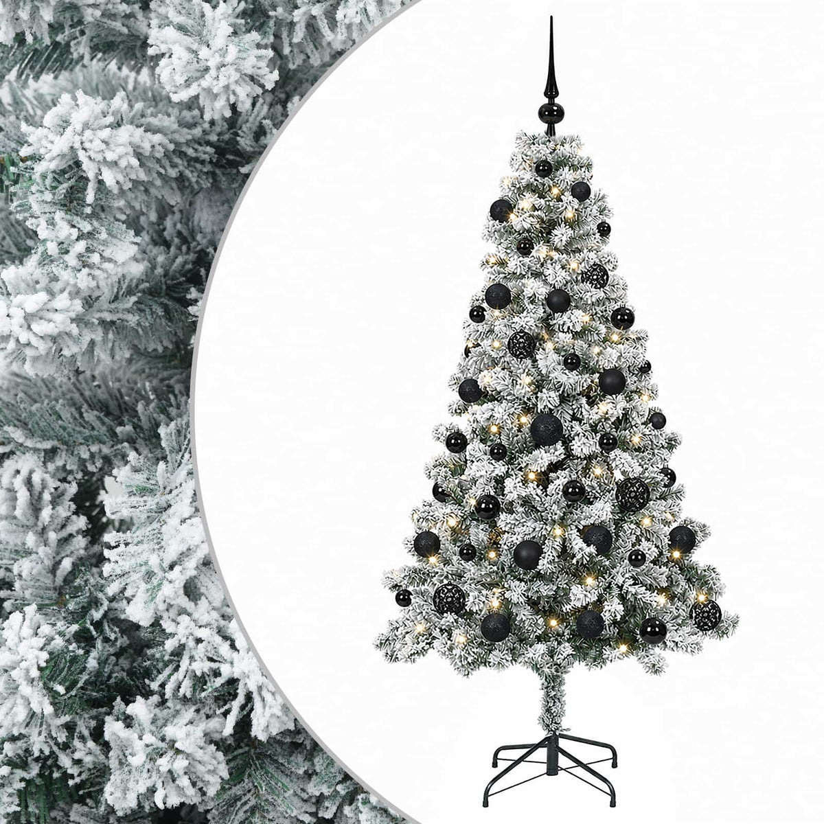 Umjetno božićno drvce s kuglicama 120 cm 150 LED lampica