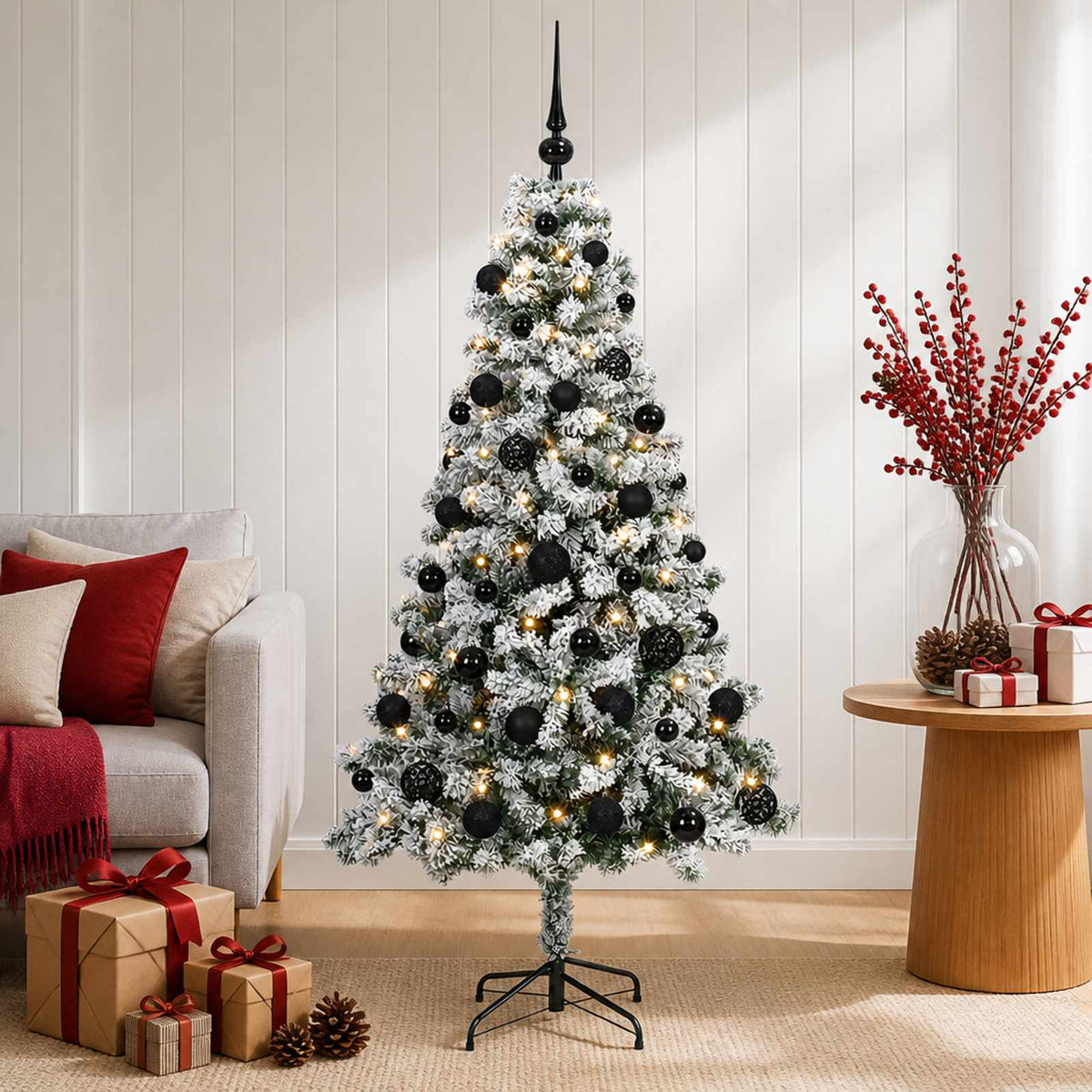 Umjetno božićno drvce s kuglicama 120 cm 150 LED lampica