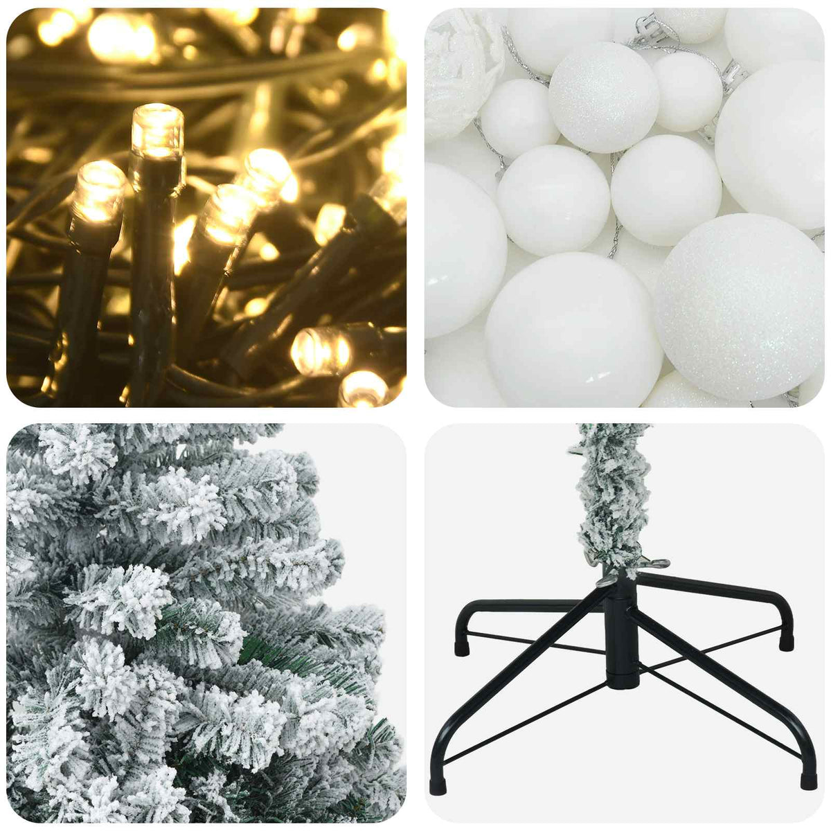 Umjetno božićno drvce s kuglicama 120 cm 150 LED lampica