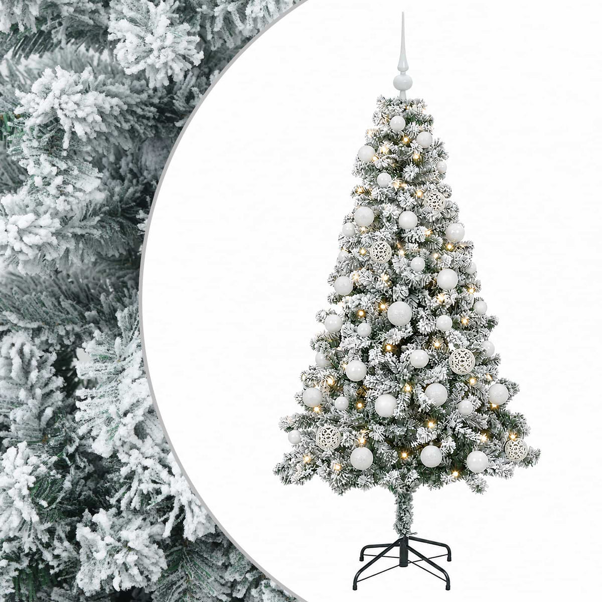 Umjetno božićno drvce s kuglicama 120 cm 150 LED lampica