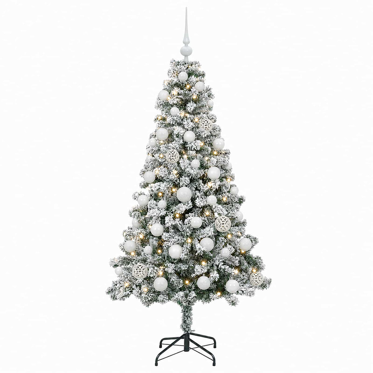 Umjetno božićno drvce s kuglicama 120 cm 150 LED lampica