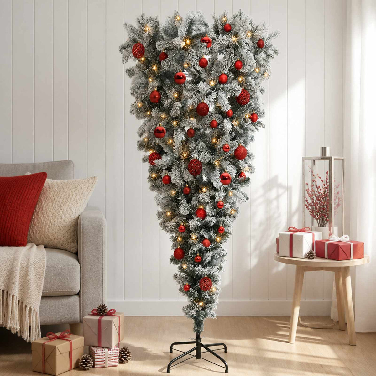 Obrnuto umjetno božićno drvce s granama 150 cm 150 LED lampica