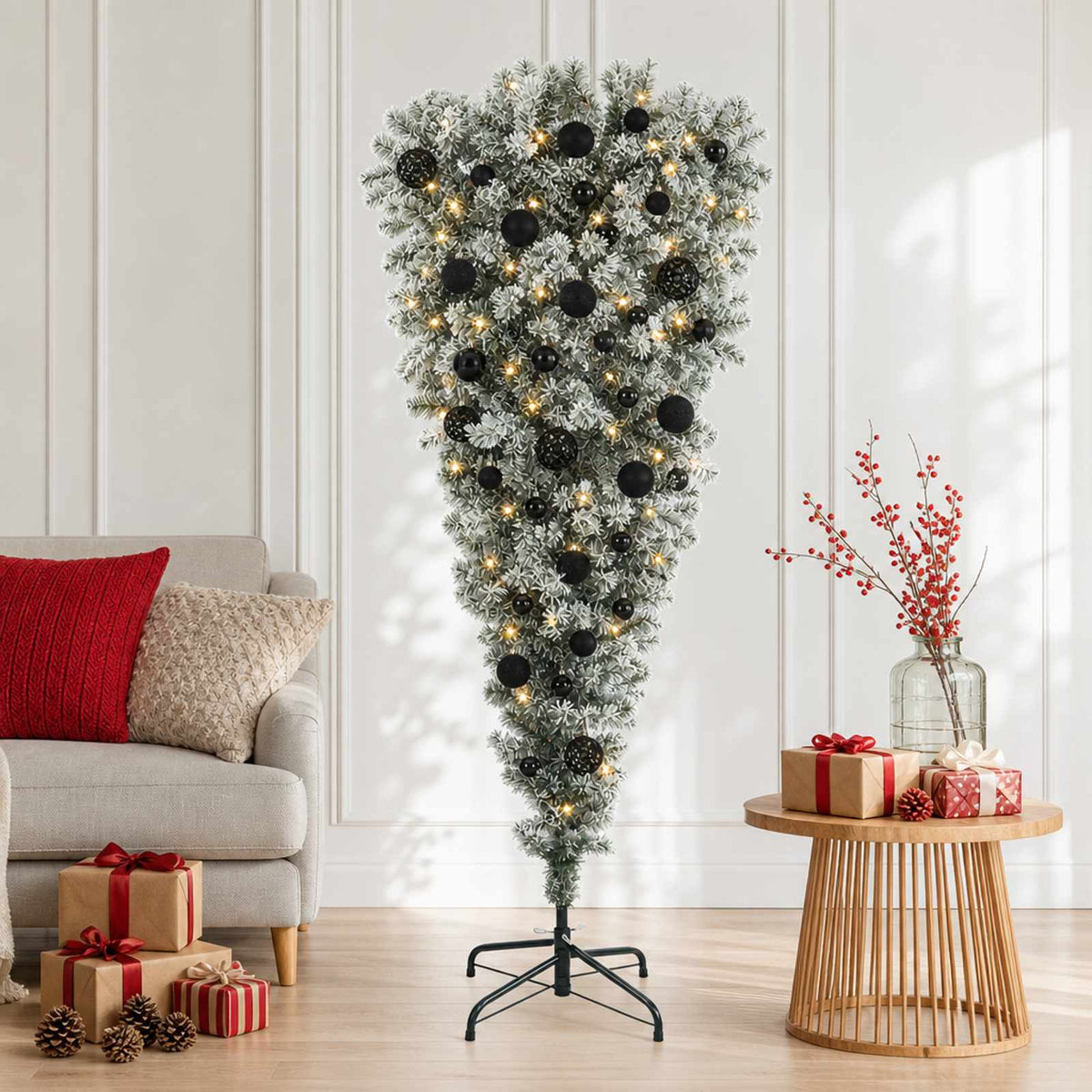 Obrnuto umjetno božićno drvce s granama 150 cm 150 LED lampica