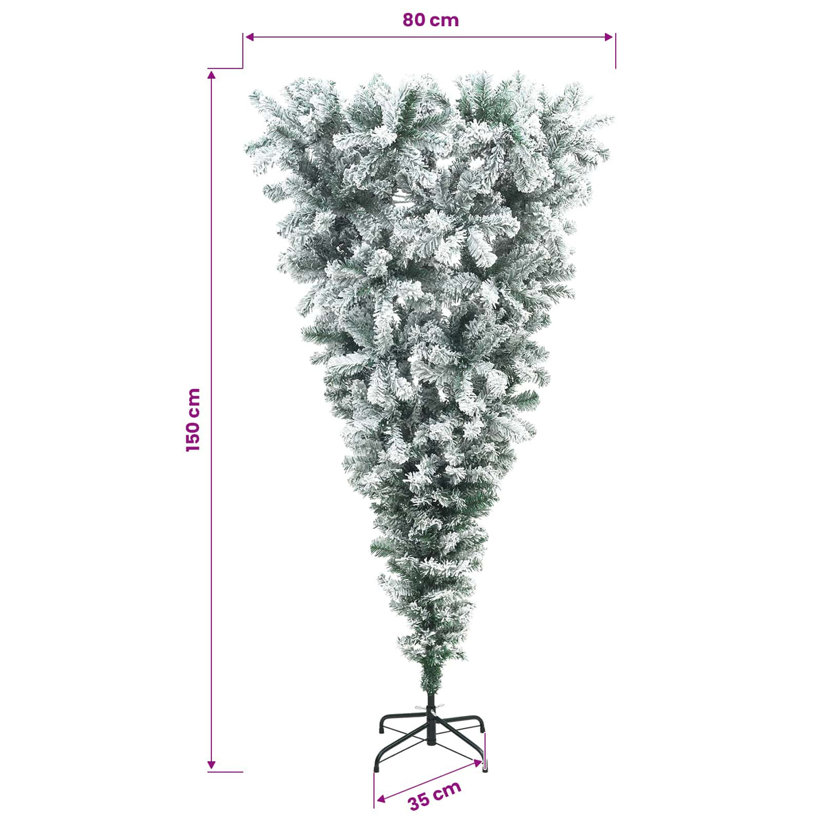 Obrnuto umjetno božićno drvce s granama 150 cm 150 LED lampica