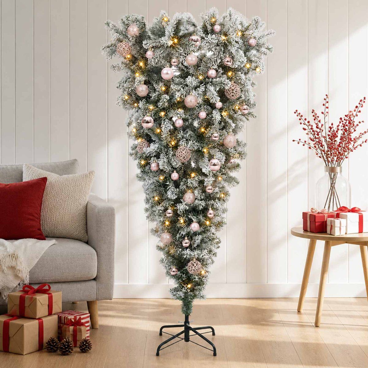 Obrnuto umjetno božićno drvce s granama 150 cm 150 LED lampica