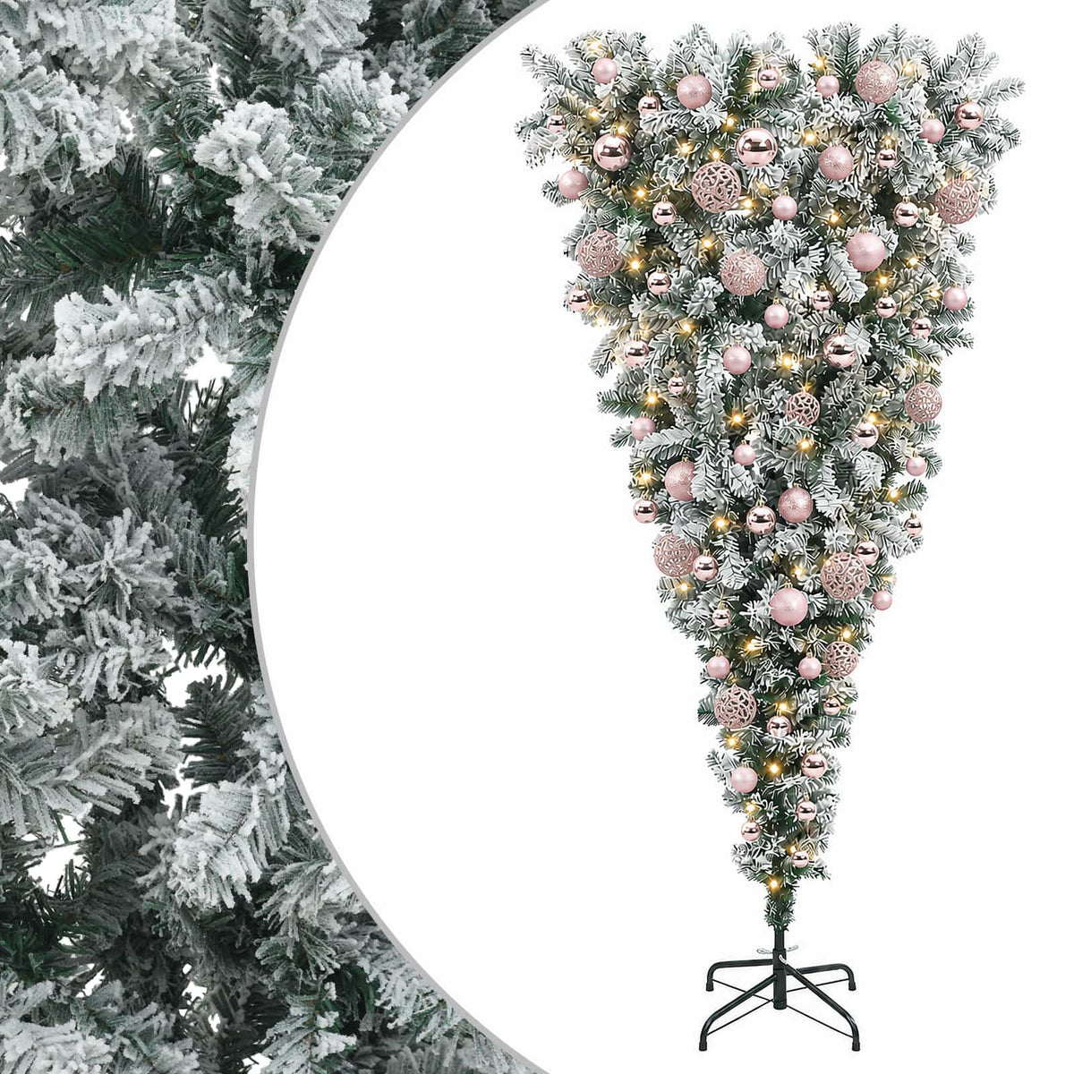 Obrnuto umjetno božićno drvce s granama 180 cm 300 LED lampica