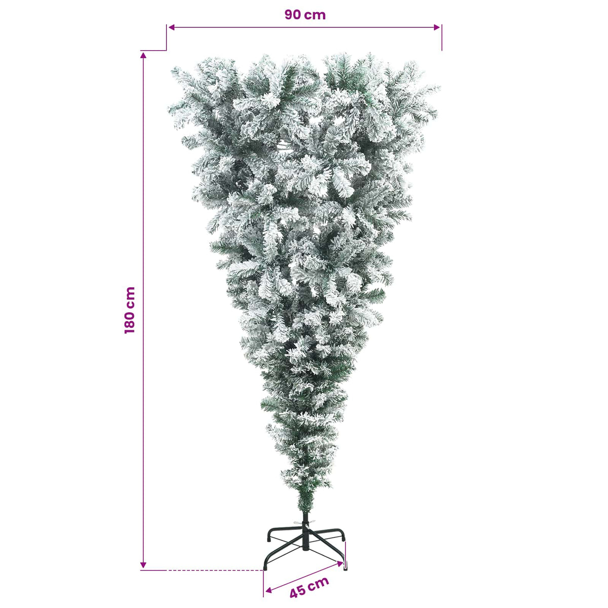 Obrnuto umjetno božićno drvce s granama 180 cm 300 LED lampica
