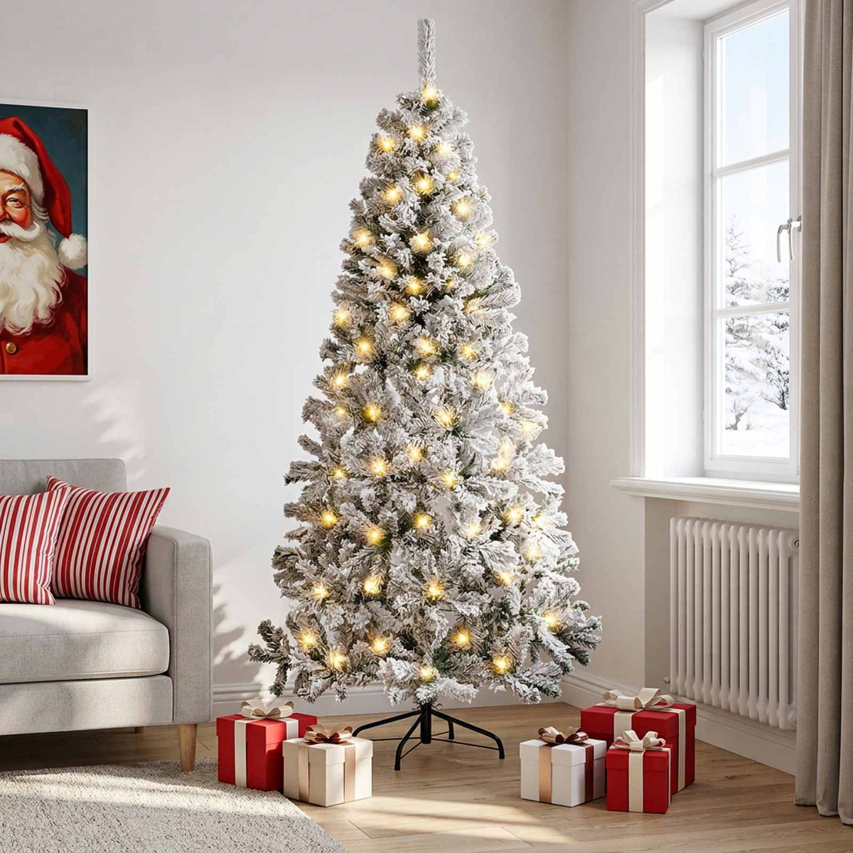 Umjetno božićno drvce s nogom 210 cm 300 LED lampica