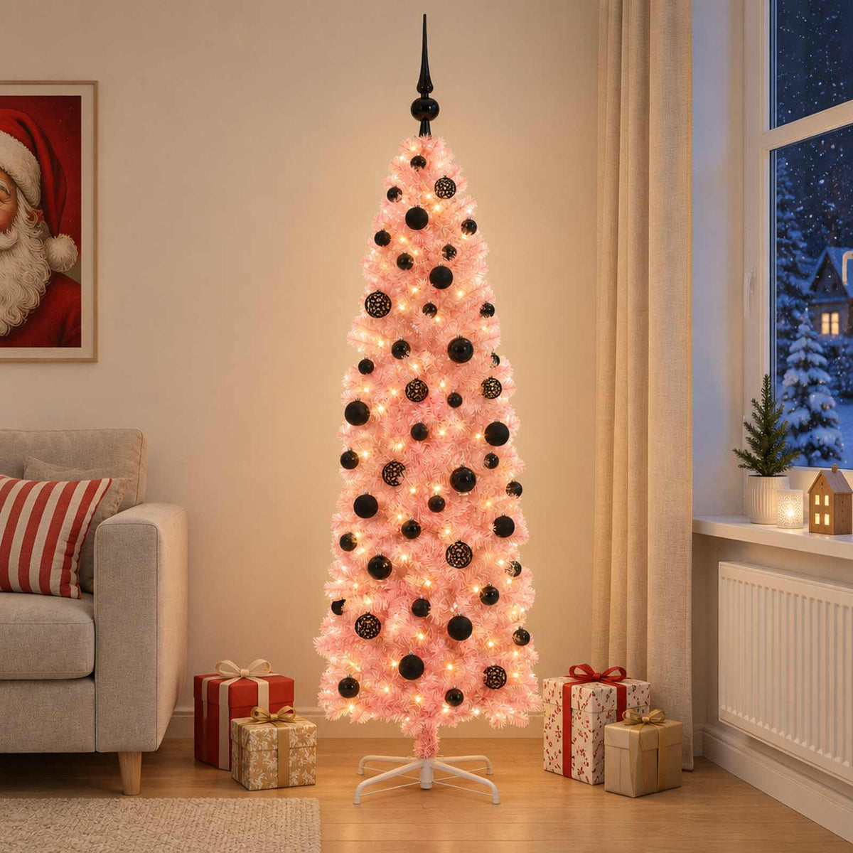 Umjetno vitko božićno drvce 150 LED lampica Topla bijela