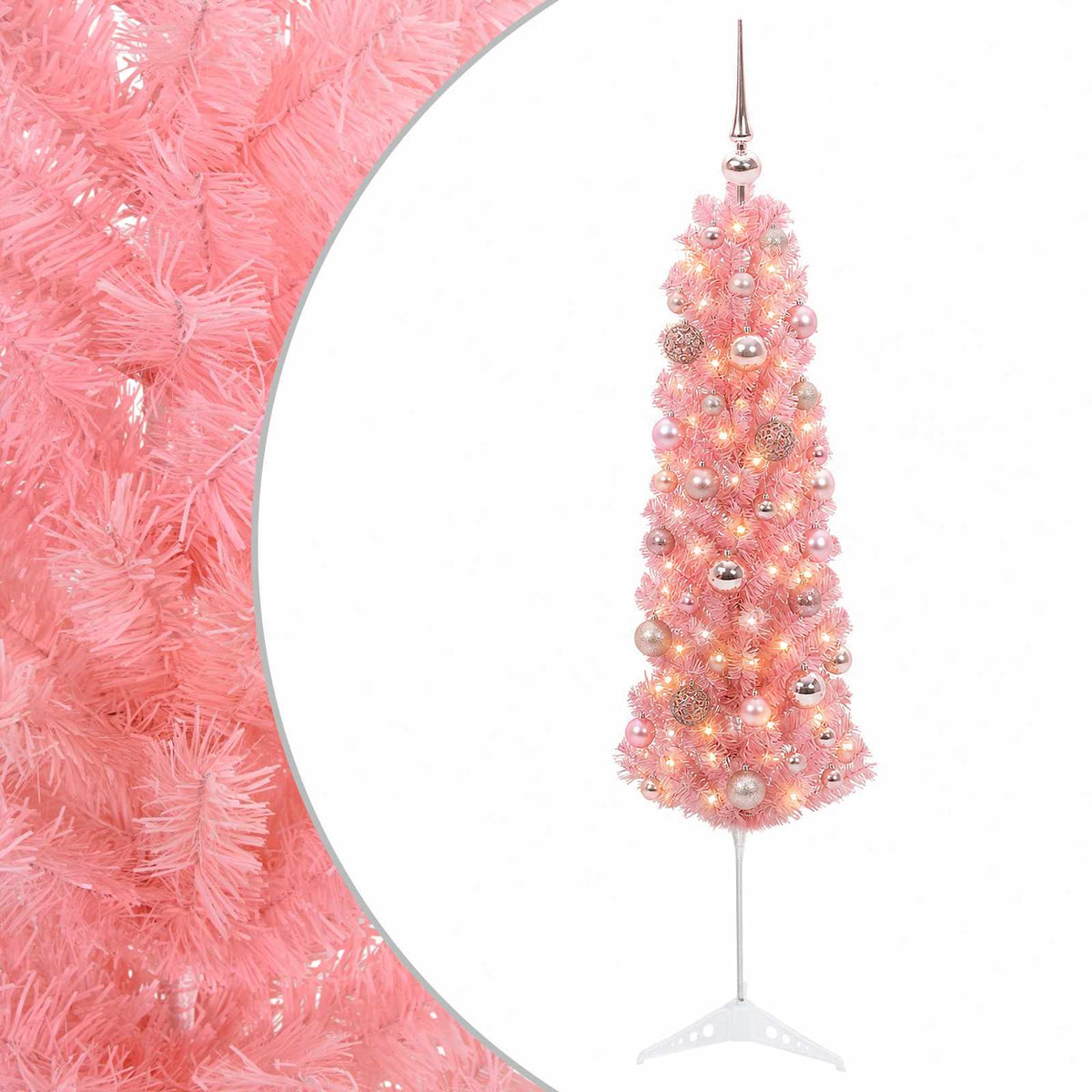 Umjetno usko božićno drvce s kuglicama 150 cm 150 LED lampica