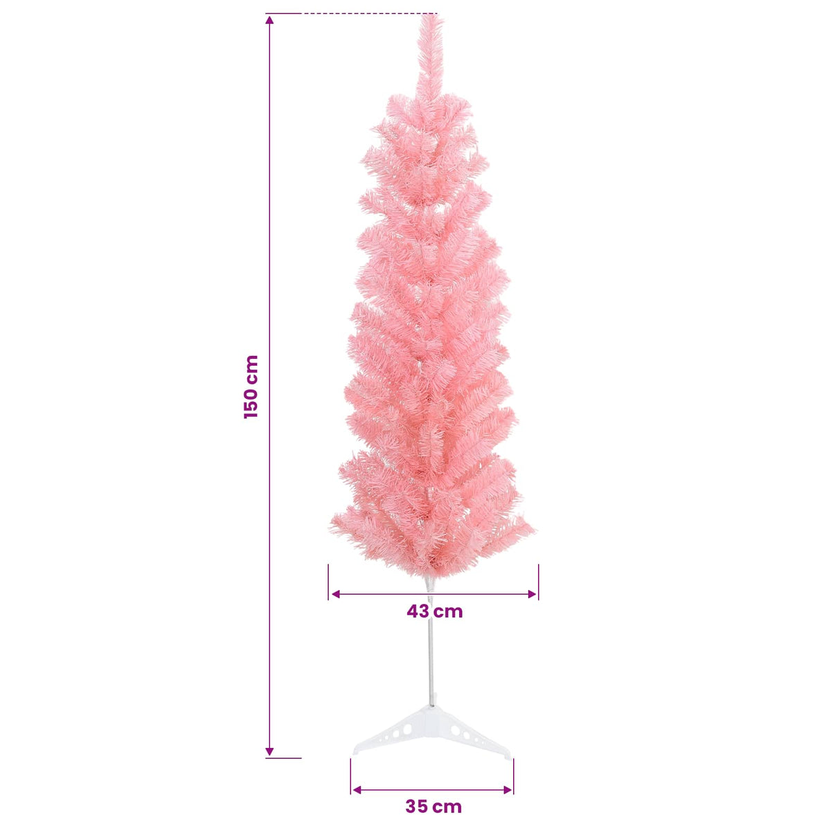 Umjetno usko božićno drvce s kuglicama 150 cm 150 LED lampica