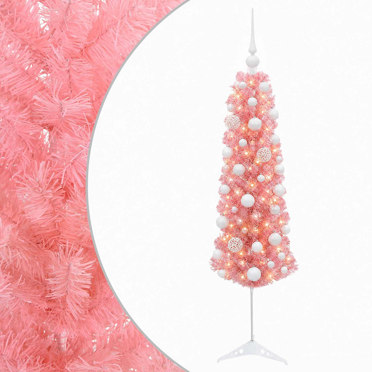 Umjetno usko božićno drvce s kuglicom 120 cm 150 LED lampica