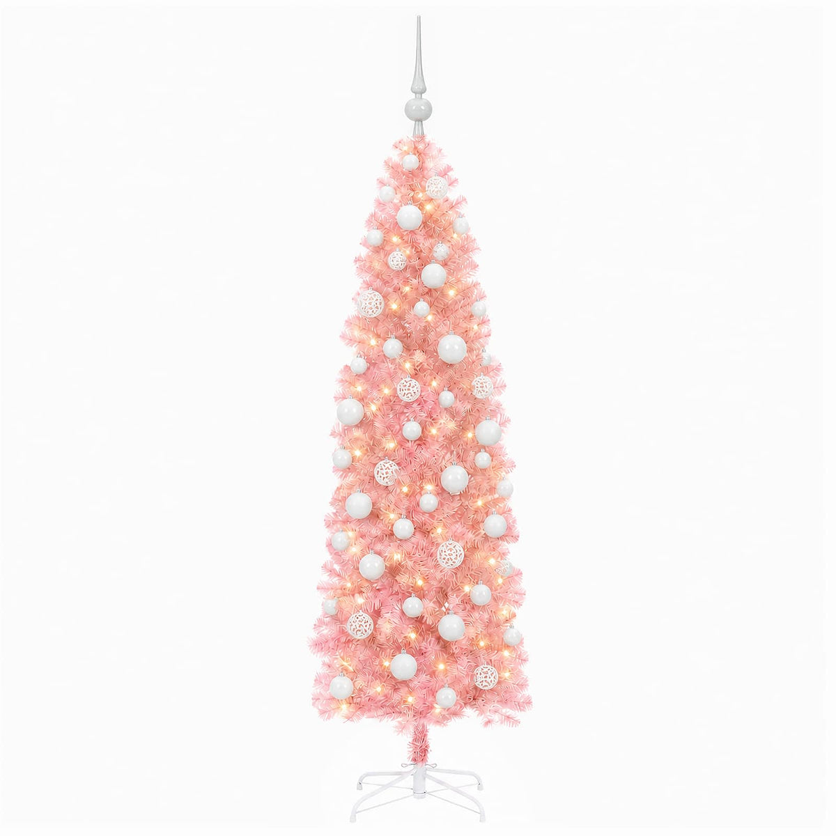 Umjetno usko božićno drvce s kuglicama 180 cm 300 LED lampica