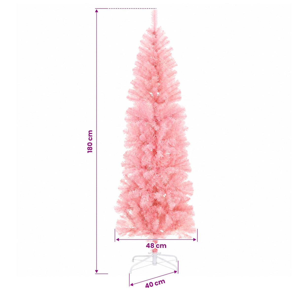 Umjetno usko božićno drvce s kuglicama 180 cm 300 LED lampica