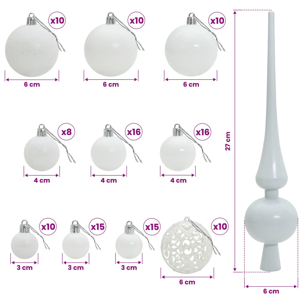 Umjetno usko božićno drvce s kuglicama 180 cm 300 LED lampica