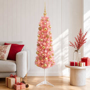 Umjetno usko božićno drvce s kuglicama 120 cm 150 LED lampica