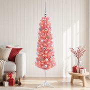 Umjetno vitko božićno drvce s kuglicama 150 cm 150 LED lampica