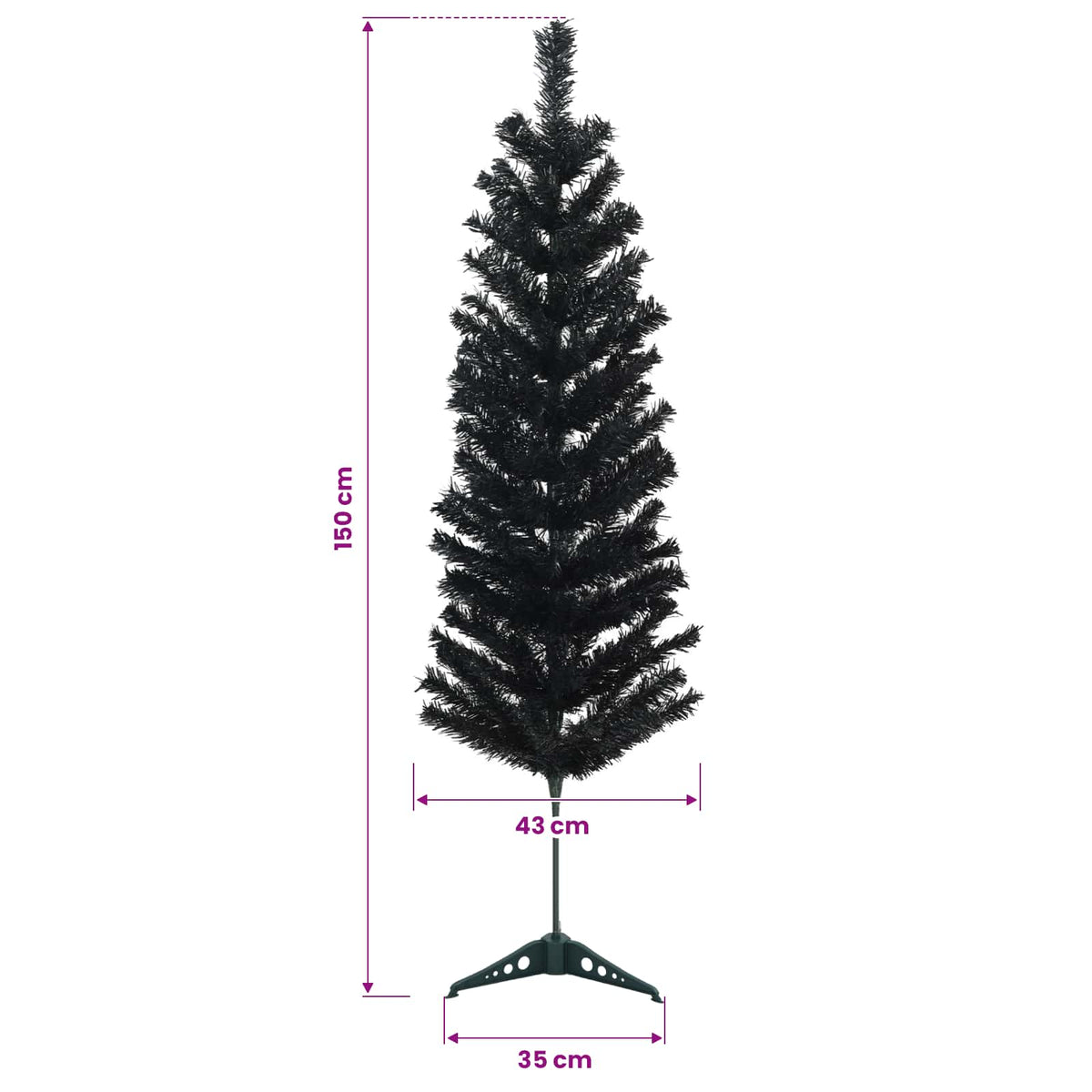 Umjetno usko božićno drvce s kuglicom 150 cm 150 LED lampica