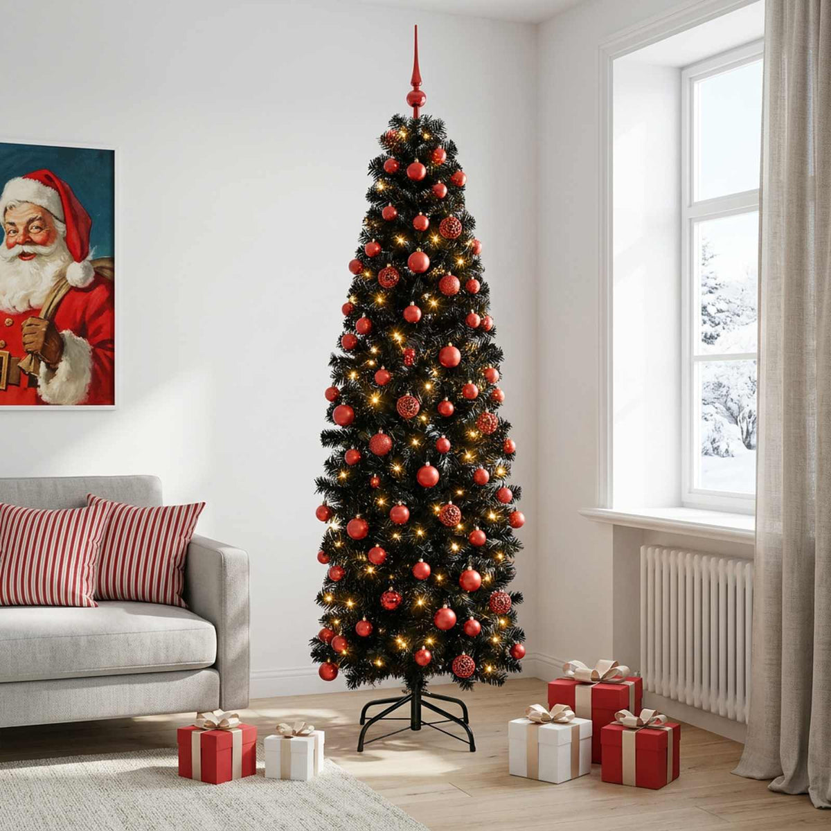 Umjetno vitko božićno drvce 150 LED lampica Topla bijela