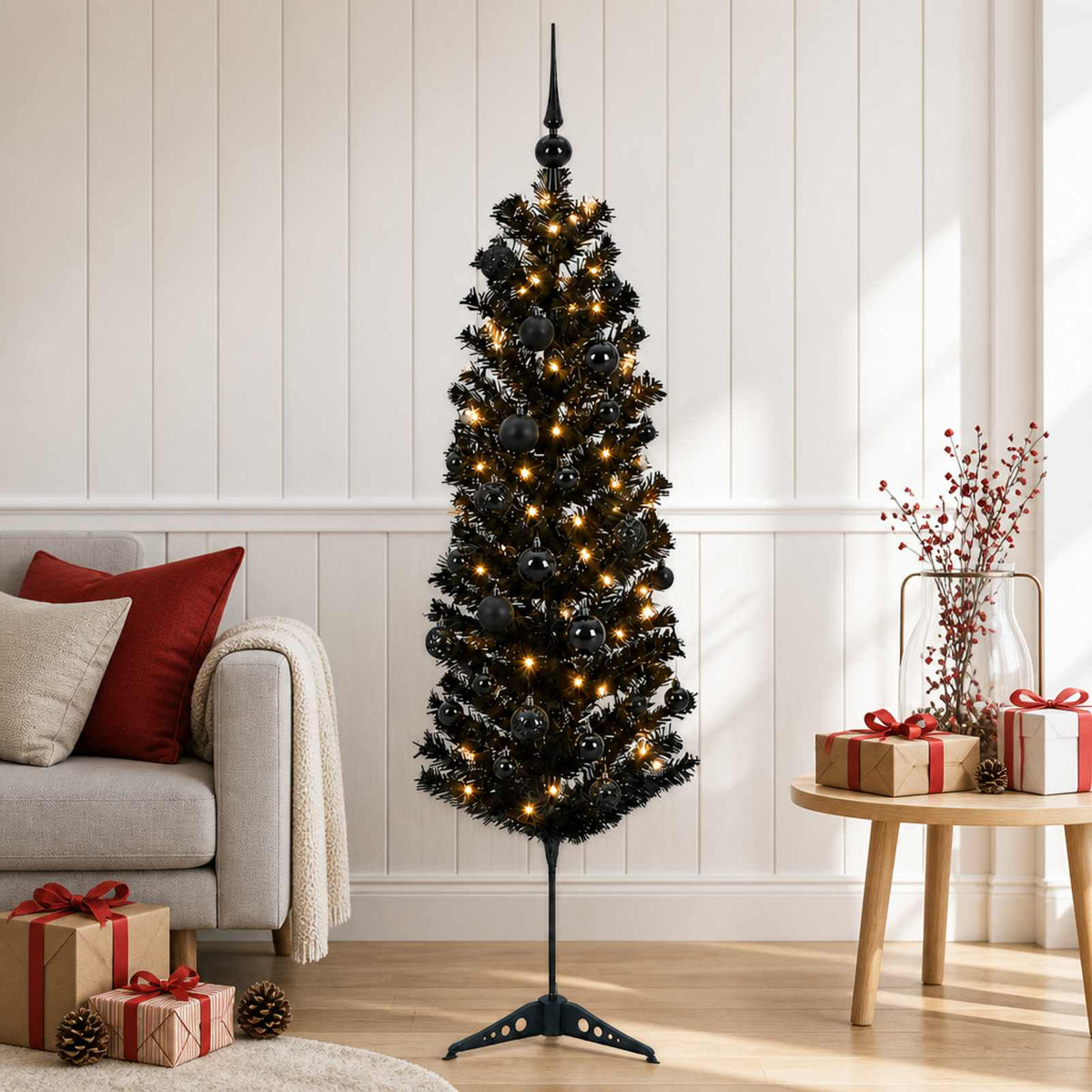 Umjetno usko božićno drvce s kuglicom 150 cm 150 LED lampica